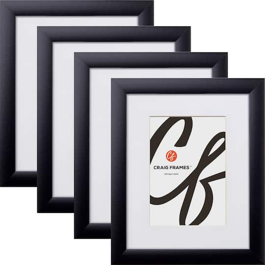 Craig Frames 4 Pack Contemporary Gallery Black Picture Frame with Mat